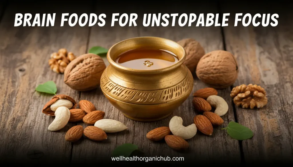 Ayurvedic brain foods including ghee, almonds and walnuts for memory boost