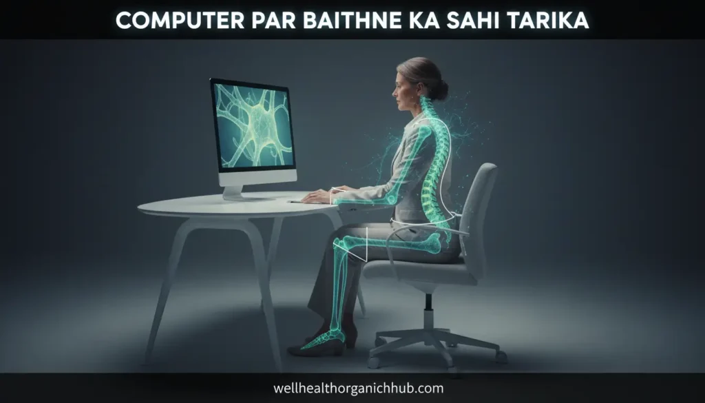 Correct computer sitting posture using the 90-90-90 ergonomic rule