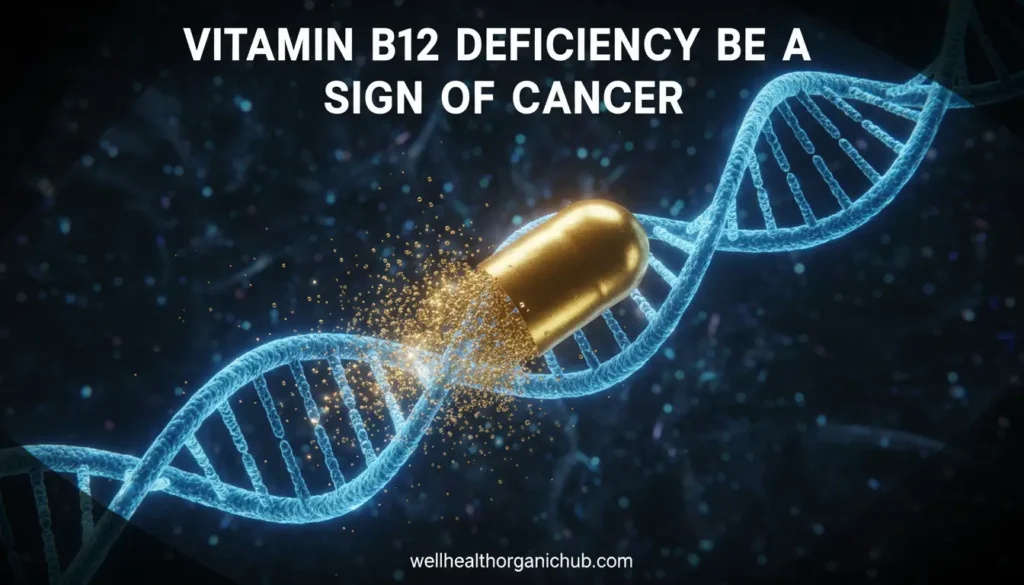 Vitamin B12 deficiency sign of cancer medical illustration