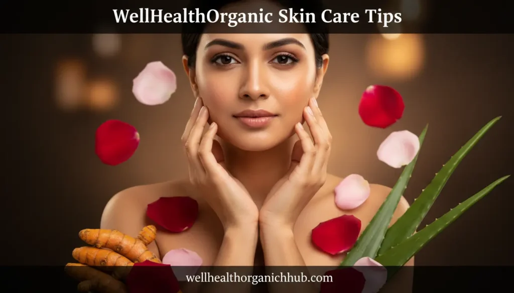 WellHealthOrganic skin care tips in hindi featuring ayurvedic ingredients for glowing skin