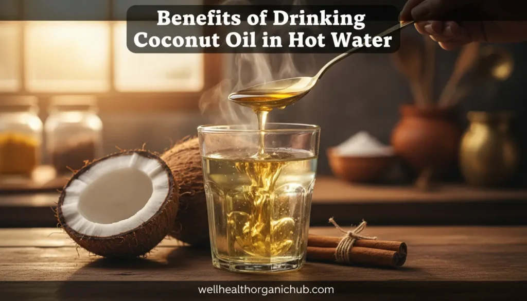 benefits of drinking coconut oil in hot water - Indian weight loss remedy.